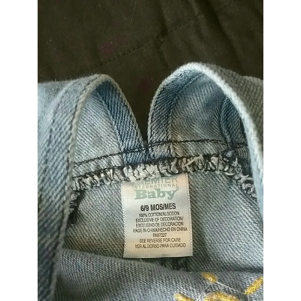 🪲HP! Vintage | Denim Embellished Infant Spring Shortalls 6/9m